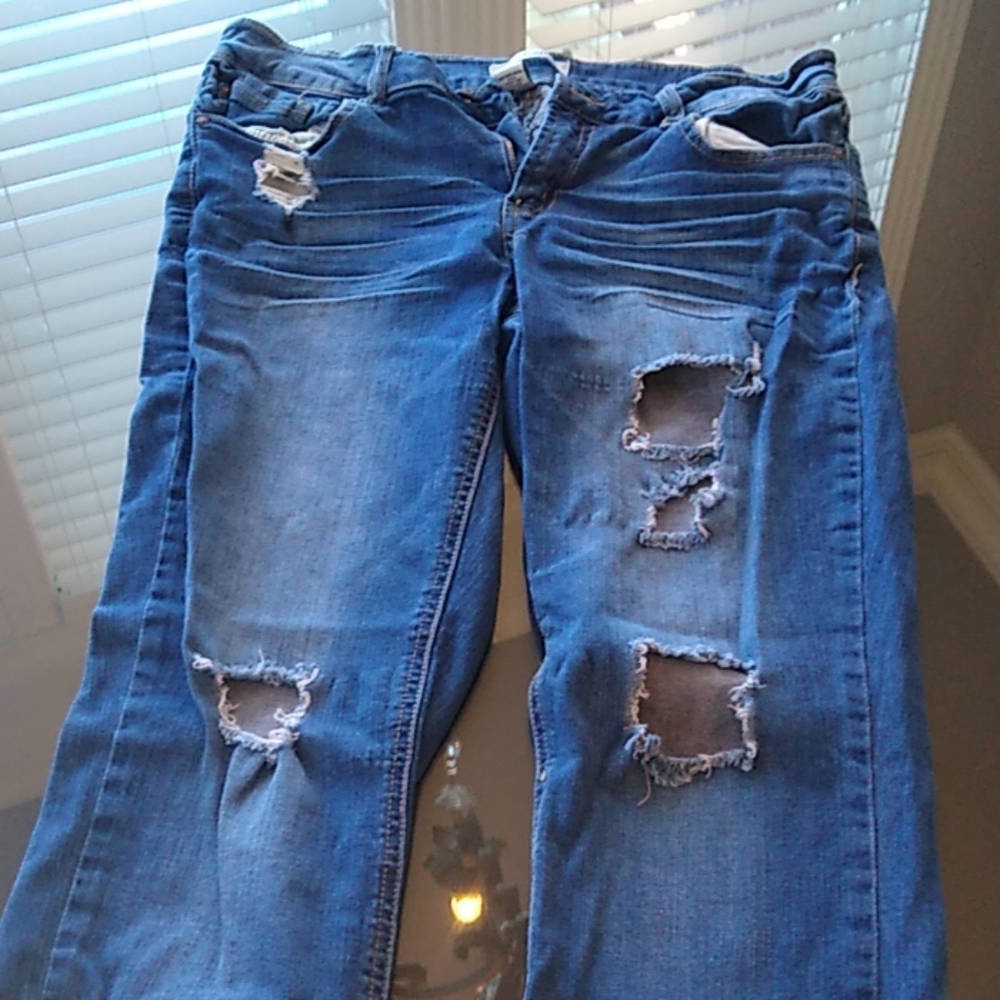 Refuge distressed straight leg jean